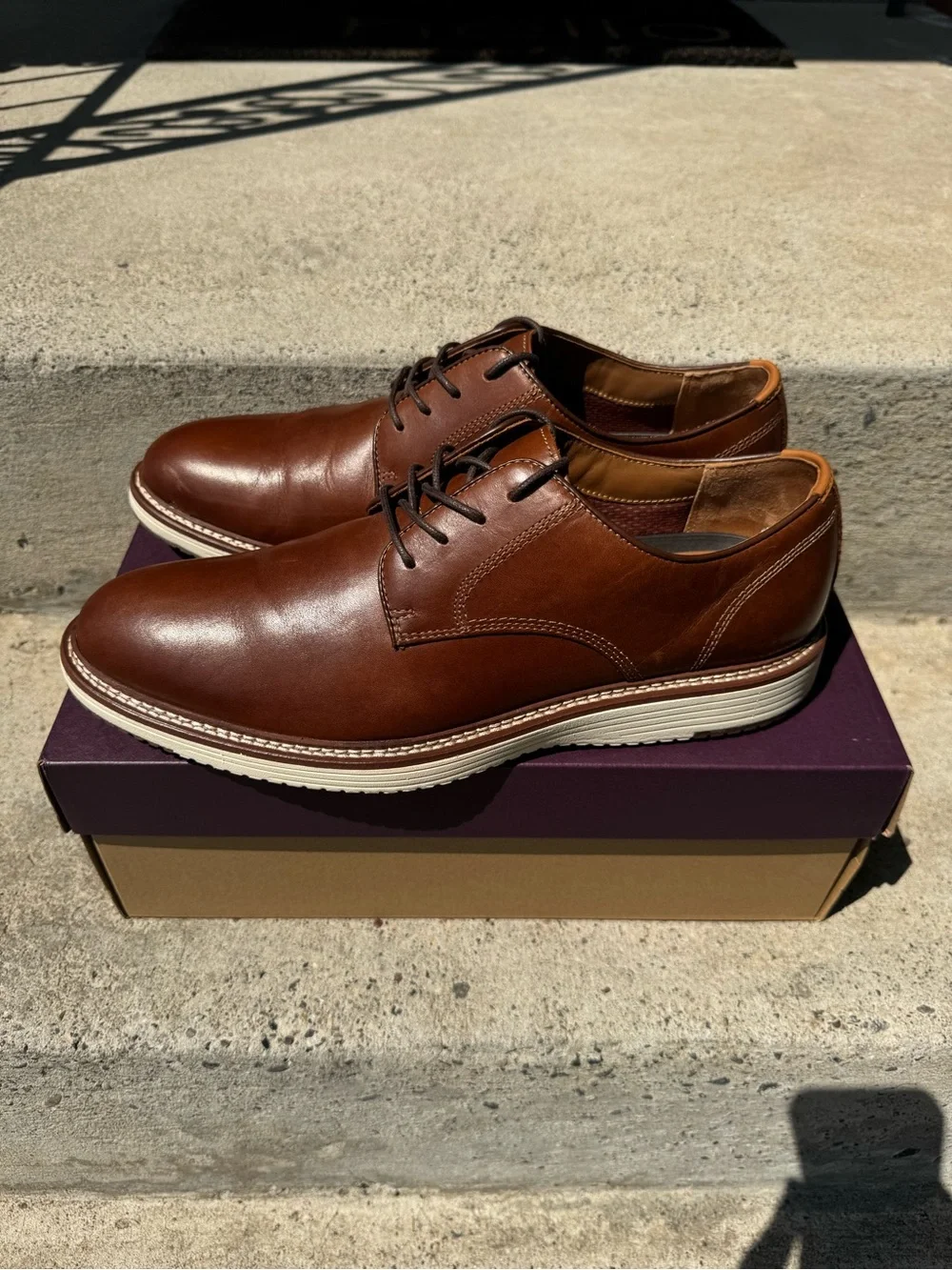 Johnston & Murphy Upton Tan Full Grain Leather Dress Shoes Size 11